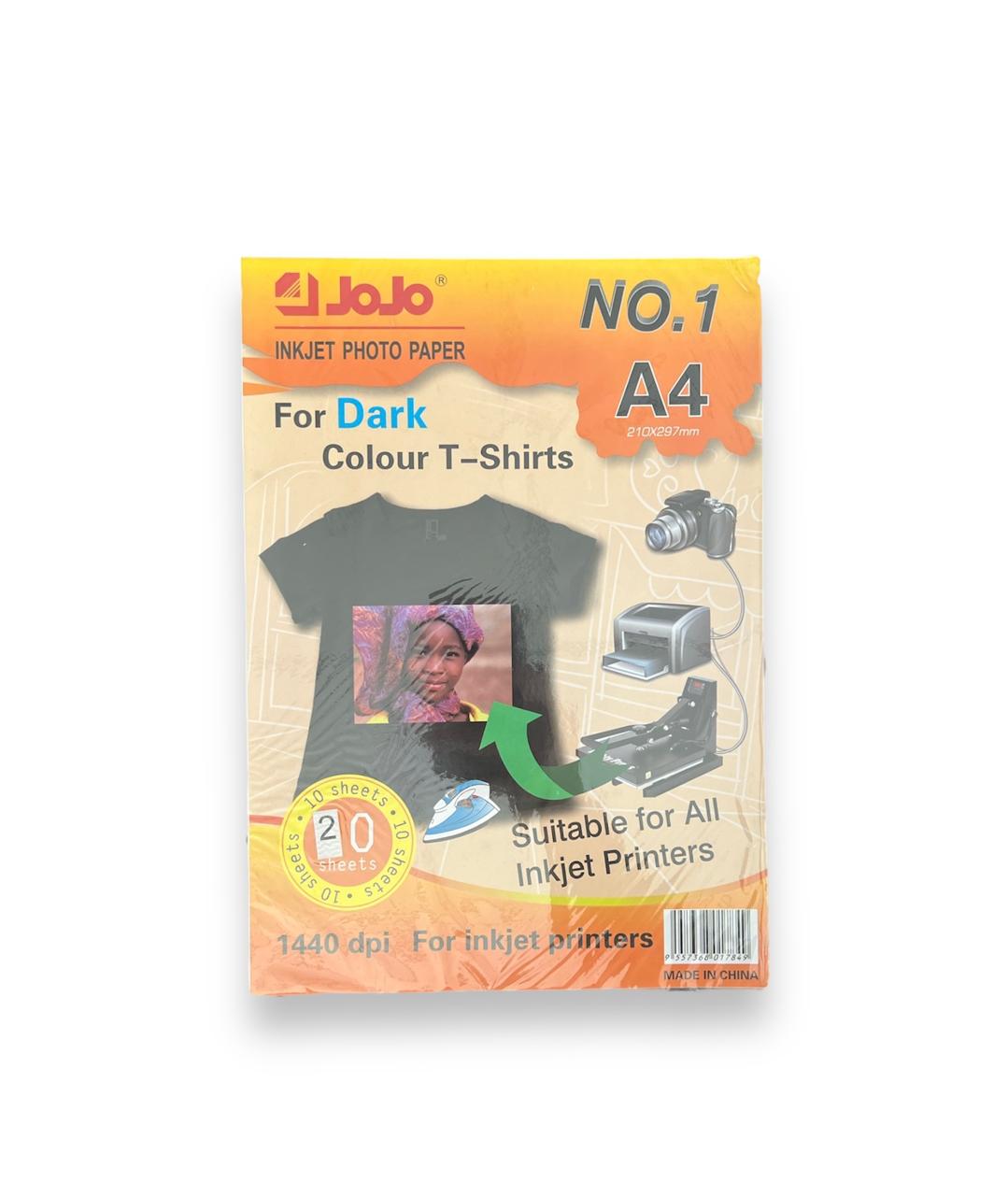 ورق طبع تيشيرتات A4 اسود ×20 عدد...